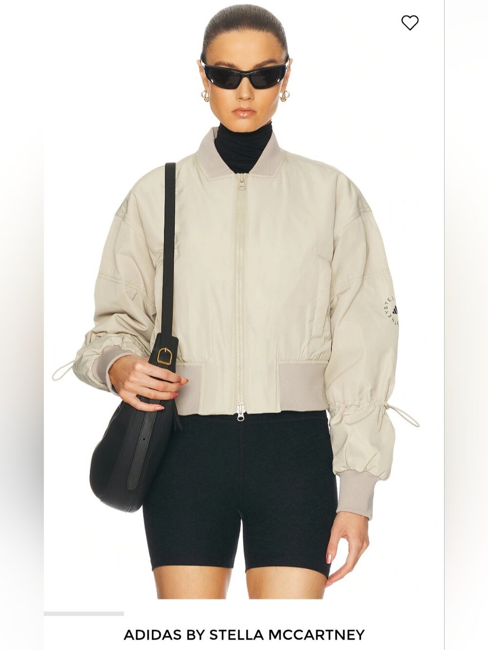 Adidas by Stella McCartney Neutral Beige Cropped Bomber Jacket